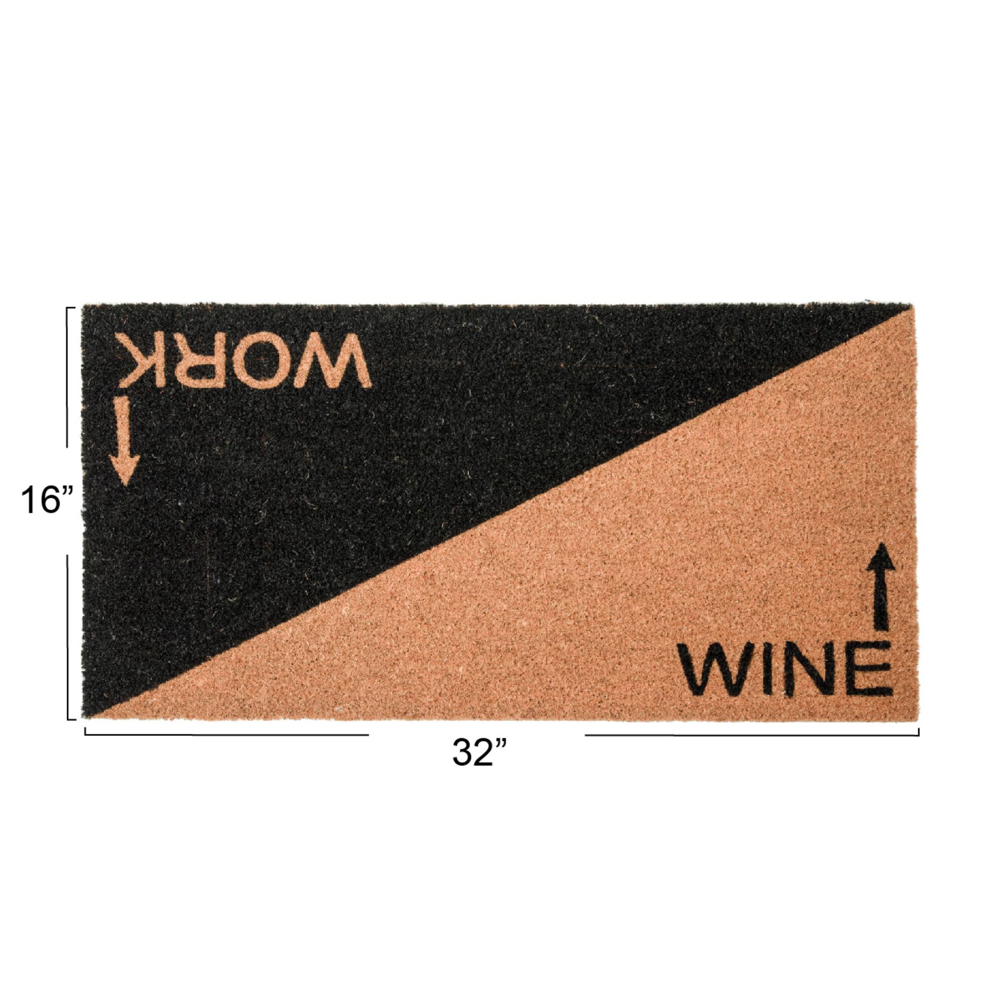 Hello Honey® Natural & Black Work & Wine Coir Doormat